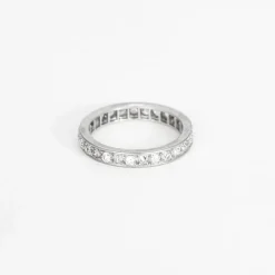 Alliance tour complet en or gris et diamants