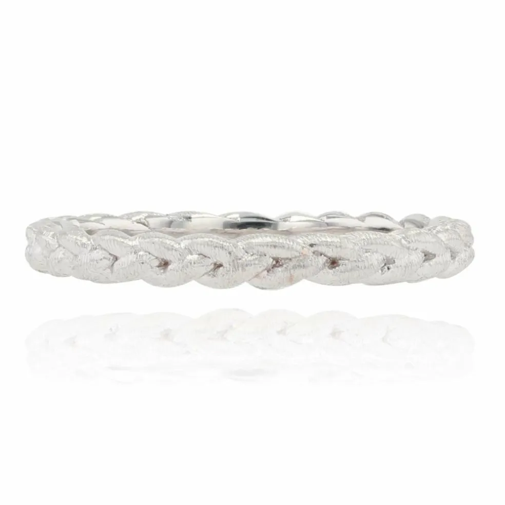 Alliance tresse ciselée or blanc