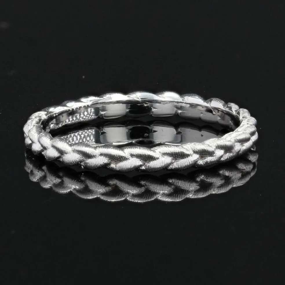 Alliance tresse ciselée or blanc