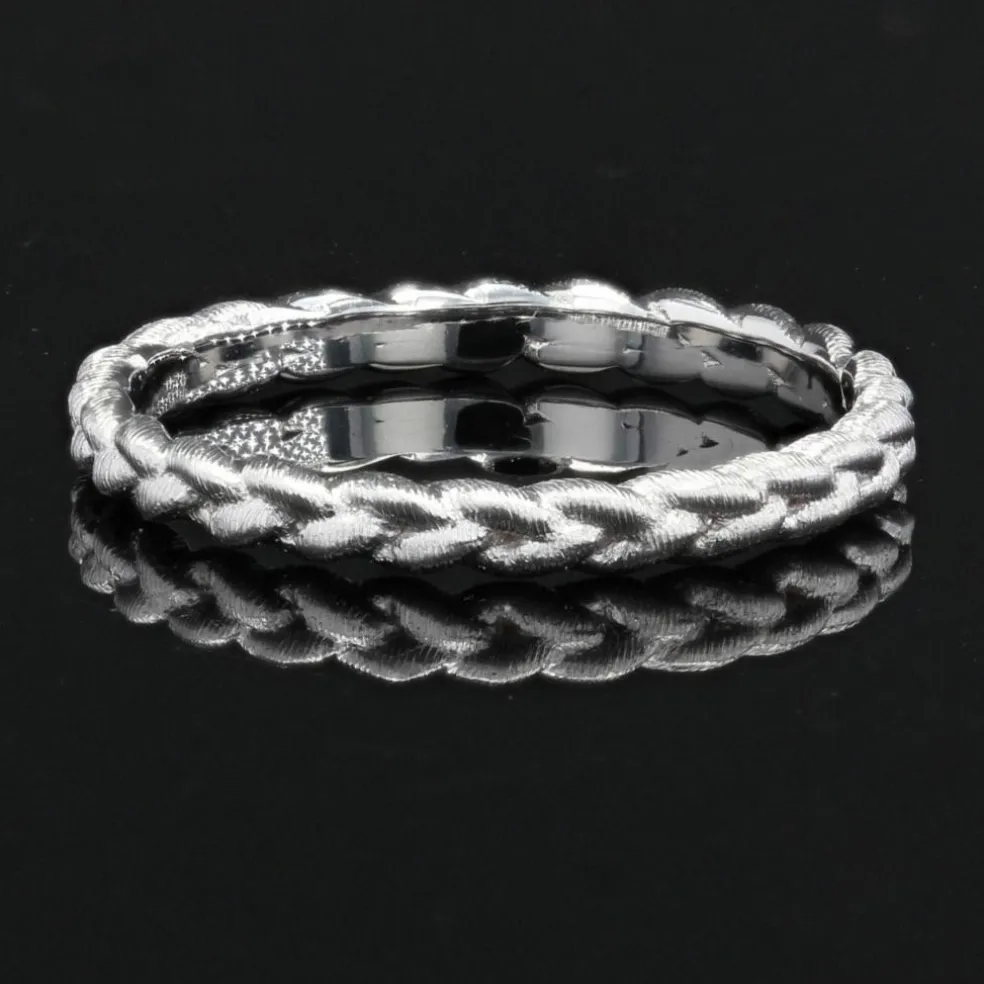 Alliance tresse ciselée or blanc