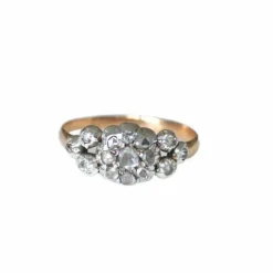 Ancienne bague jarretière Marguerite diamants