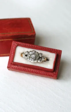 Ancienne bague jarretière Marguerite diamants