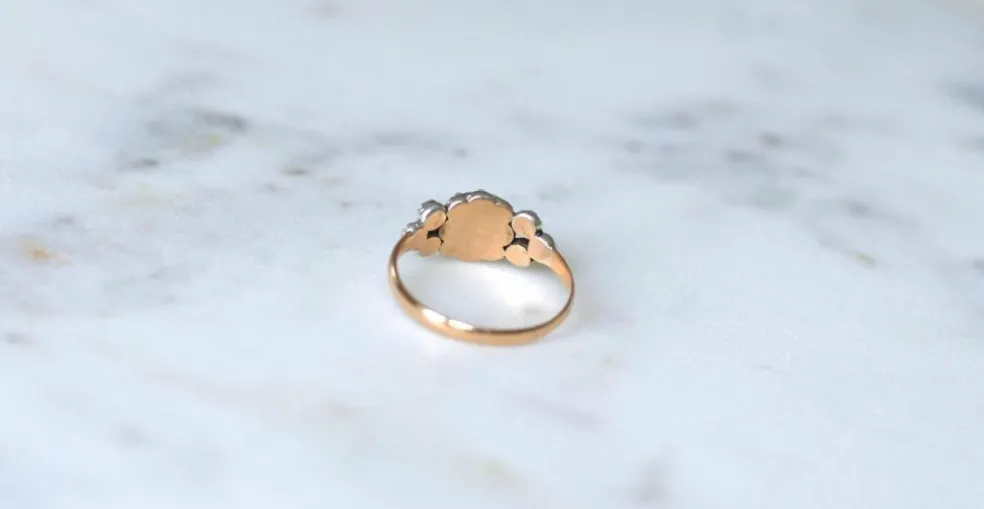Ancienne bague jarretière Marguerite diamants