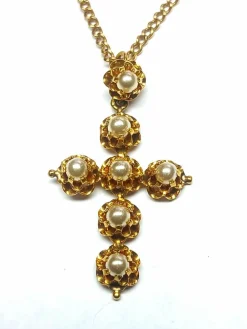 Ancienne croix en or et perles fines, XIXe siècle