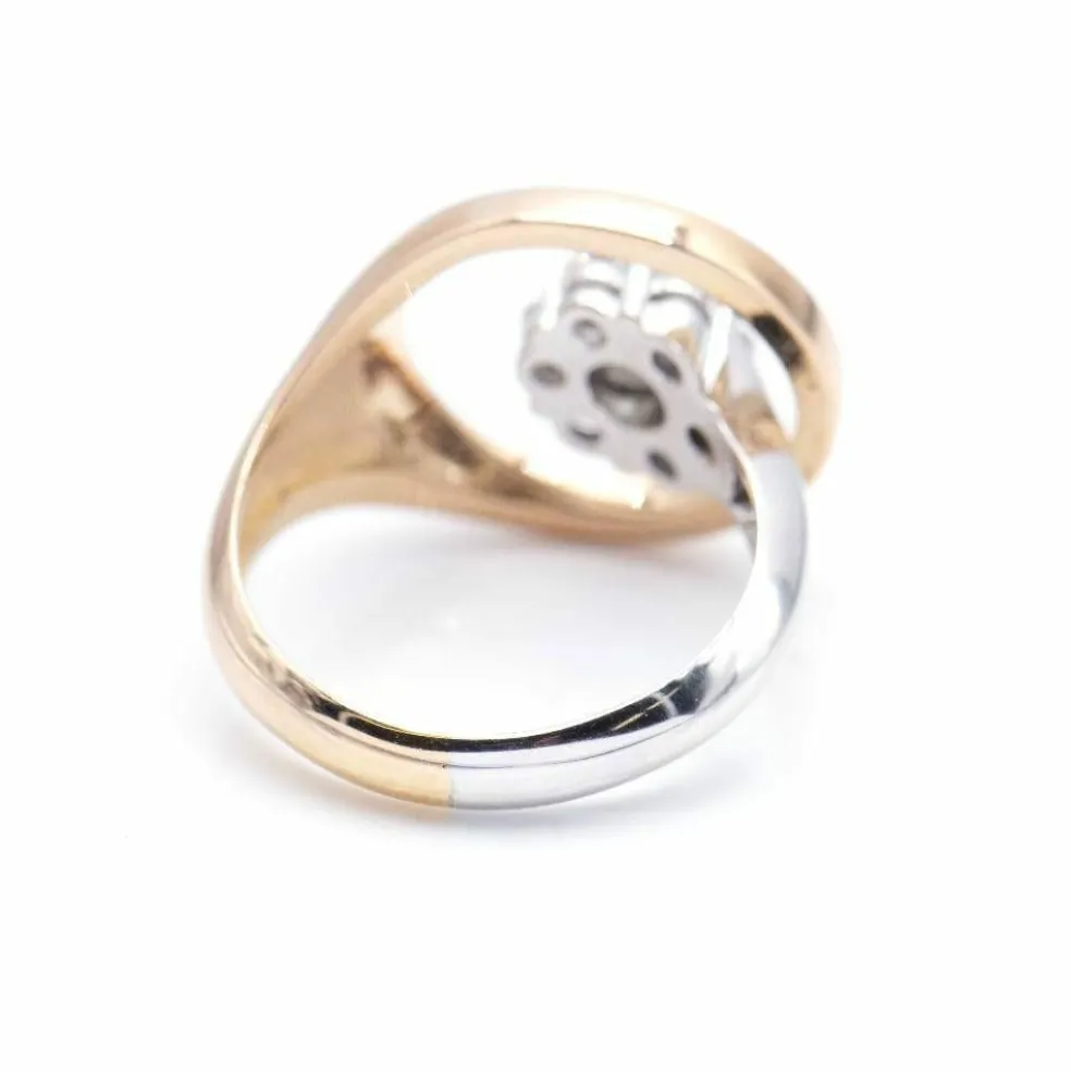 Anneau bicolore en or rose et diamants