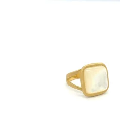 Anneau carré or jaune nacre