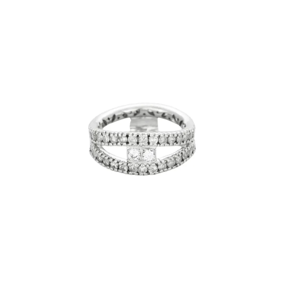 Anneau en or gris avec diamants