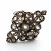 Anneau en or jaune et argent avec diamants de coupe rose couronne