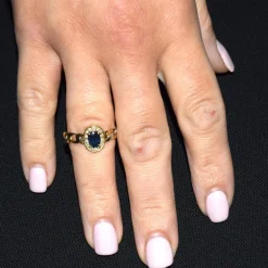 Années 1960 - BAGUE EN OR 18 KT - SAPHIR ET DIAMANTS