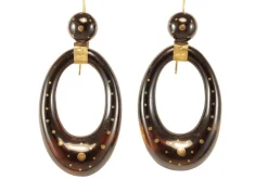 Antique tortoiseshell piqué gold earrings