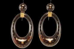 Antique tortoiseshell piqué gold earrings