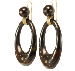 Antique tortoiseshell piqué gold earrings