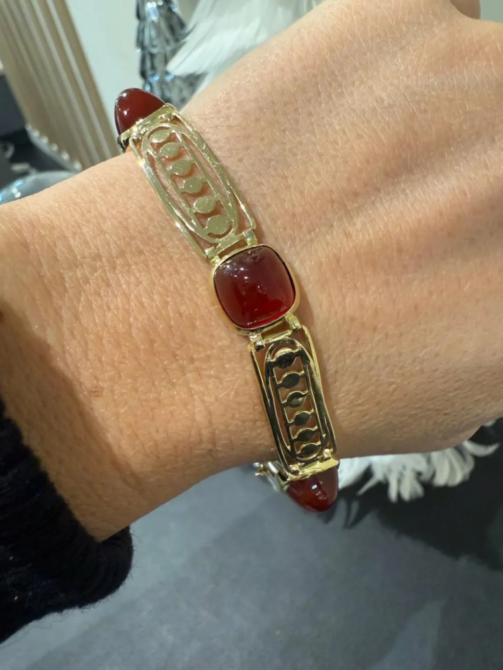 Art déco - Bracelet Or jaune et Cornaline