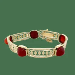Art déco - Bracelet Or jaune et Cornaline