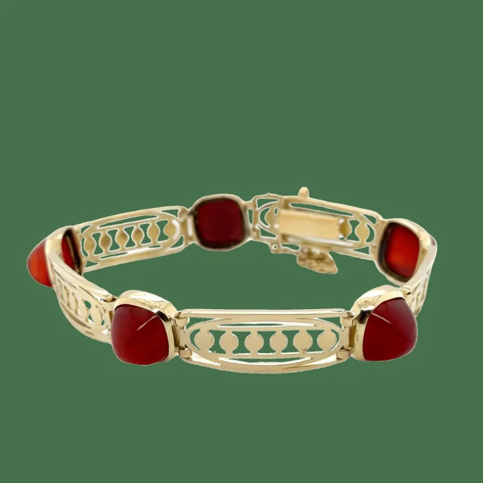 Art déco - Bracelet Or jaune et Cornaline