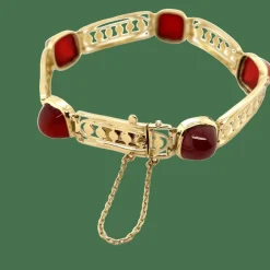 Art déco - Bracelet Or jaune et Cornaline