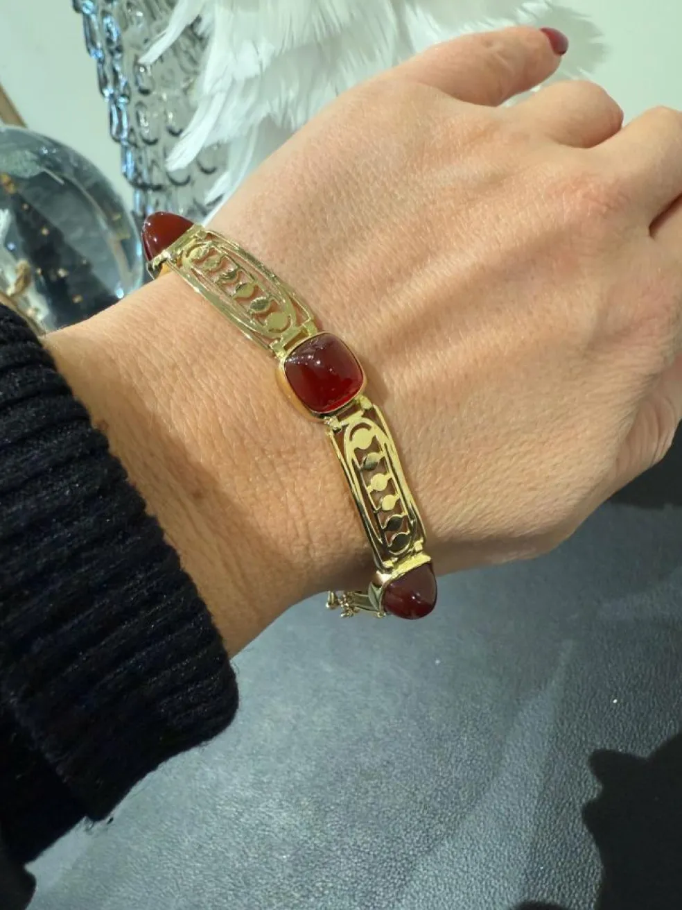 Art déco - Bracelet Or jaune et Cornaline