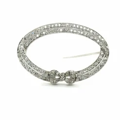 Art déco - Broche Platine et Diamants