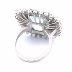 ART DÉCO' - PLATINE - AIGUE-MARINE et DIAMANTS