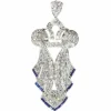 Art Déco pendentif diamant, platine