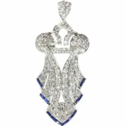 Art Déco pendentif diamant, platine