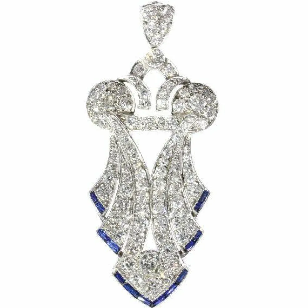 Art Déco pendentif diamant, platine