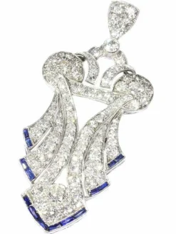 Art Déco pendentif diamant, platine