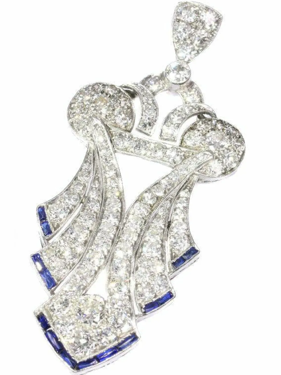 Art Déco pendentif diamant, platine