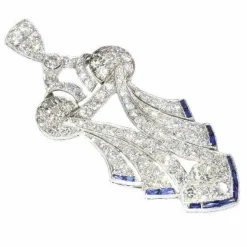 Art Déco pendentif diamant, platine