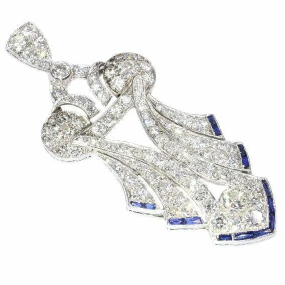 Art Déco pendentif diamant, platine