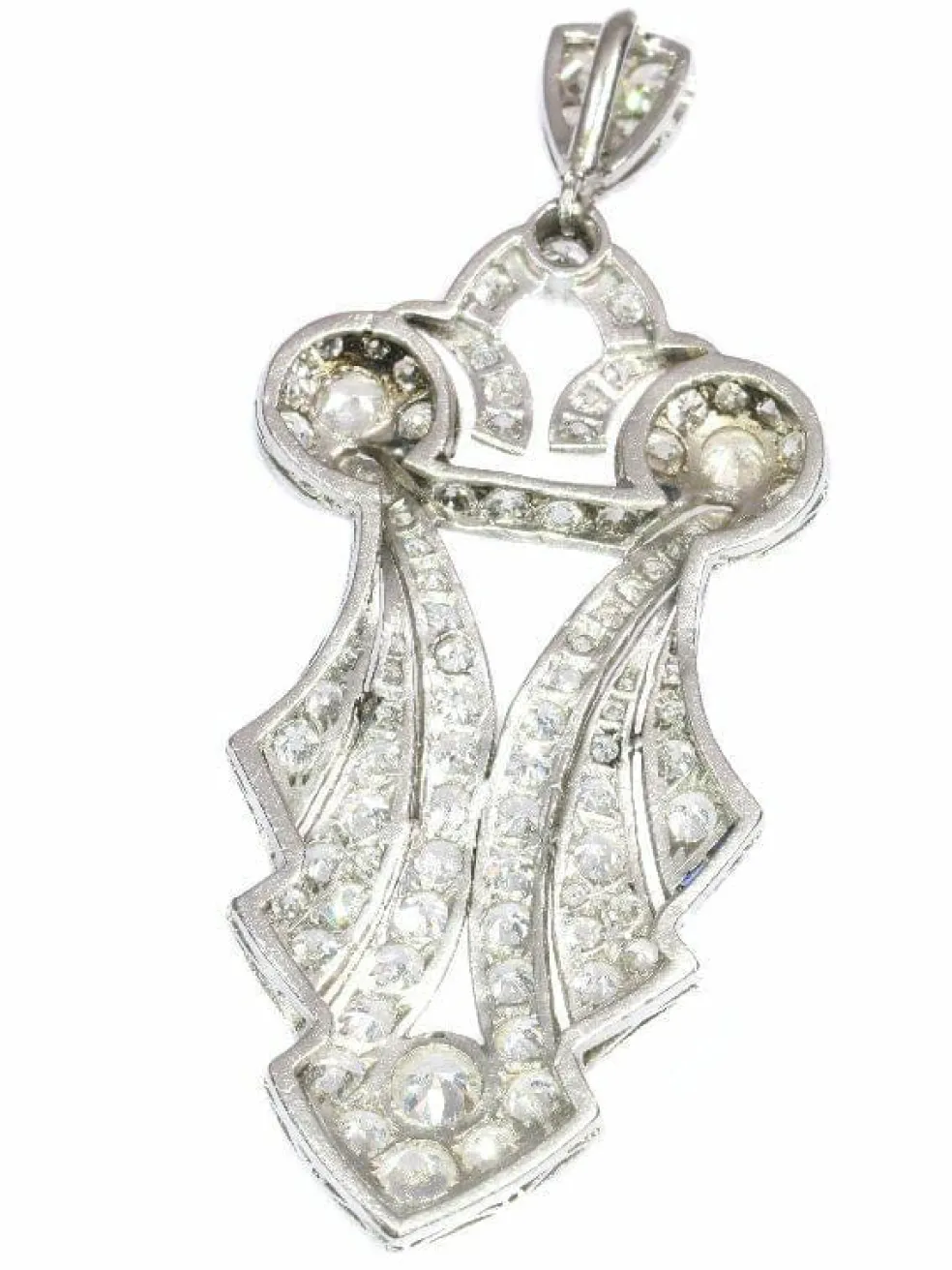 Art Déco pendentif diamant, platine