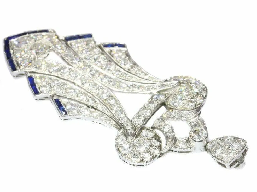 Art Déco pendentif diamant, platine