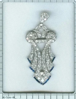 Art Déco pendentif diamant, platine