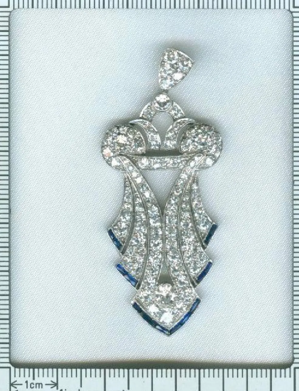 Art Déco pendentif diamant, platine