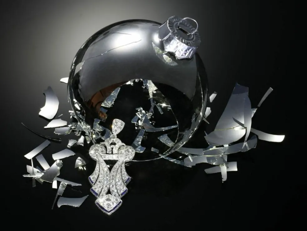 Art Déco pendentif diamant, platine