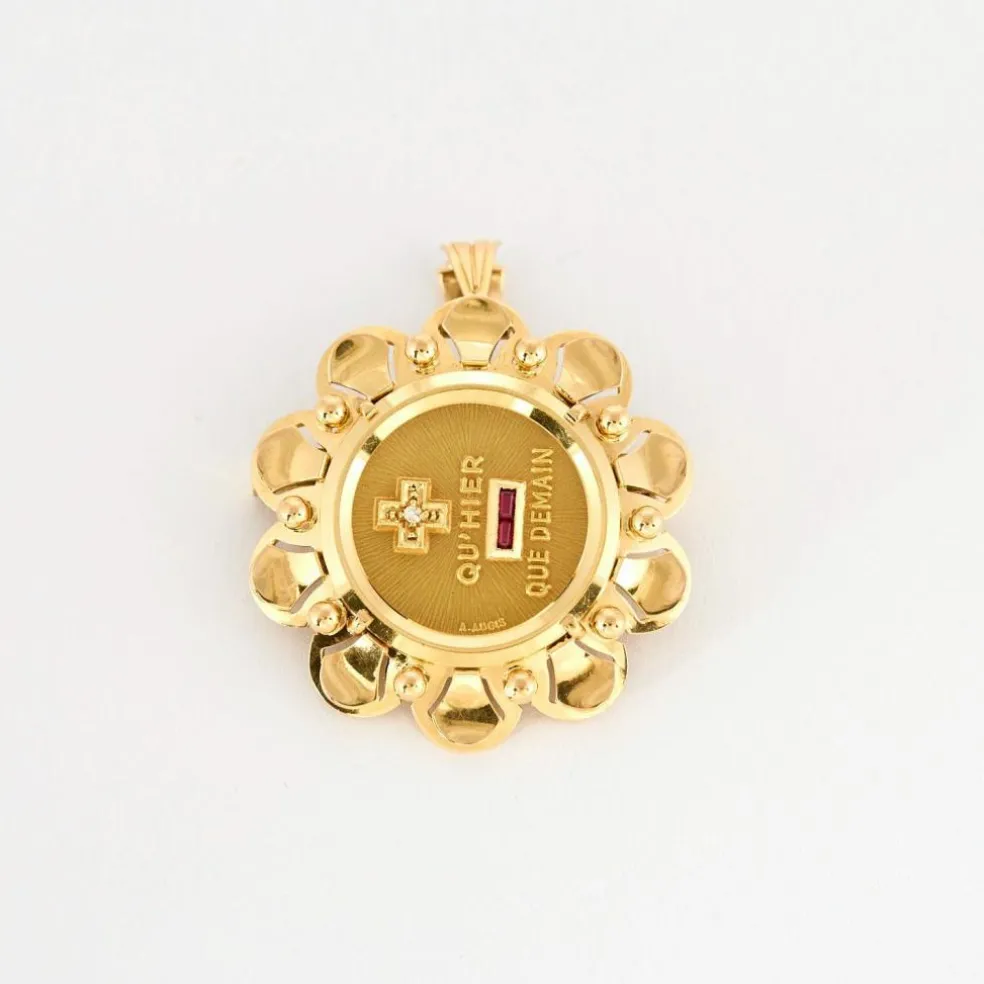 AUGIS - + qu'hier - que demain - Médaille broche d'Amour or jaune