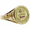AUGIS - Bague médaille amour or jaune couronne de lauriers ornée de rubis et de diamant (circa 1958)