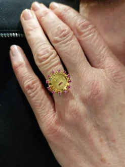 AUGIS - BAGUE MÉDAILLE D'AMOUR SAPHIRS DIAMANT