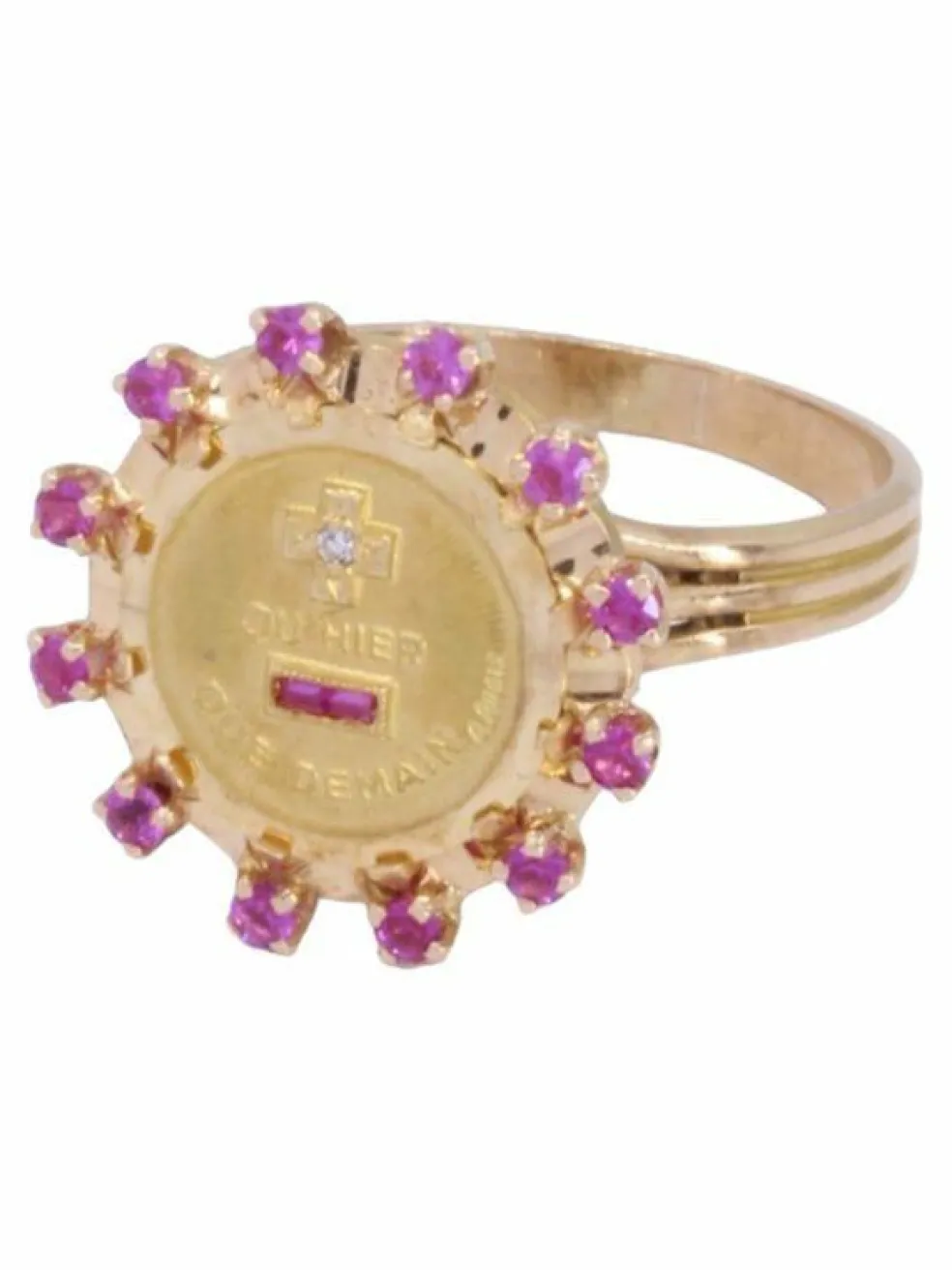 AUGIS - BAGUE MÉDAILLE D'AMOUR SAPHIRS DIAMANT