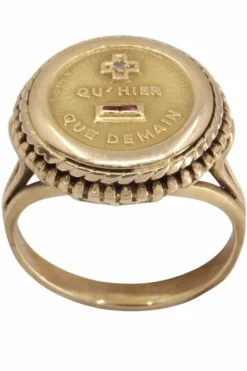AUGIS - Bague médaille d'amour rubis et diamants