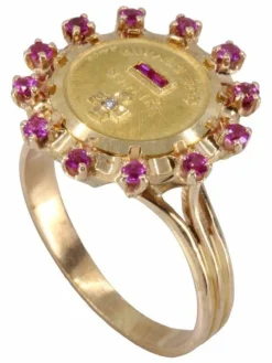 AUGIS - BAGUE MÉDAILLE D'AMOUR SAPHIRS DIAMANT