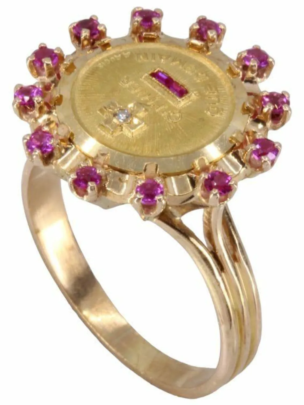 AUGIS - BAGUE MÉDAILLE D'AMOUR SAPHIRS DIAMANT