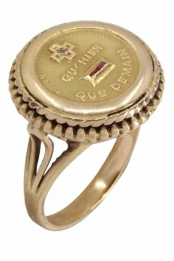 AUGIS - Bague médaille d'amour rubis et diamants