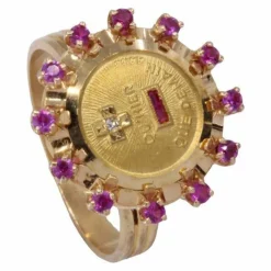AUGIS - BAGUE MÉDAILLE D'AMOUR SAPHIRS DIAMANT