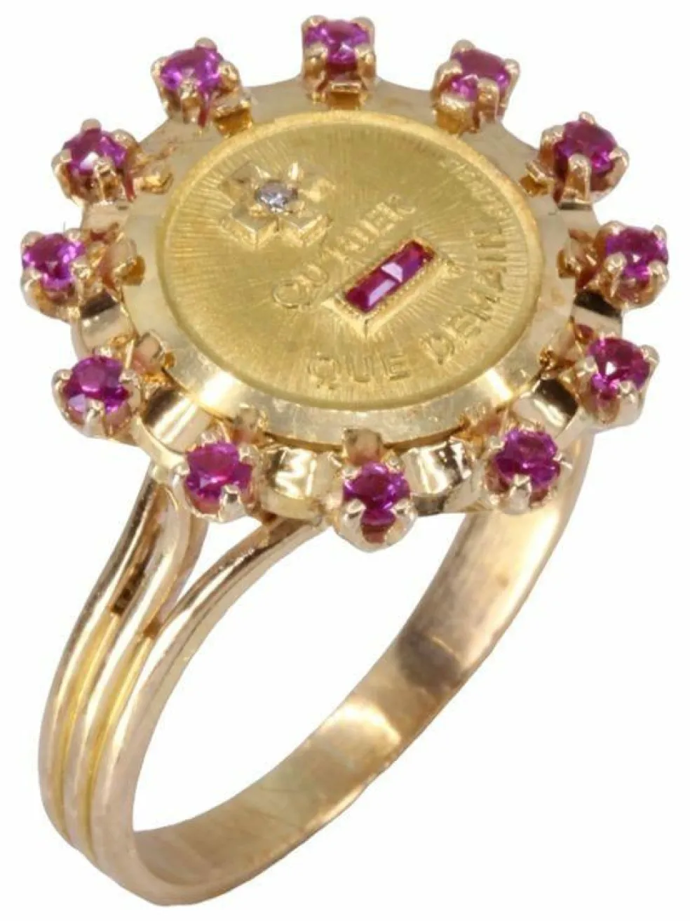 AUGIS - BAGUE MÉDAILLE D'AMOUR SAPHIRS DIAMANT