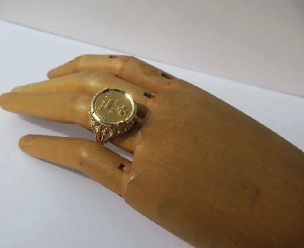 AUGIS - bague médaille d’amour en or jaune