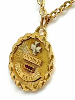 AUGIS - Chaîne et pendentif vintage en or, médaille d’amour