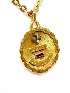 AUGIS - Chaîne et pendentif vintage en or, médaille d’amour
