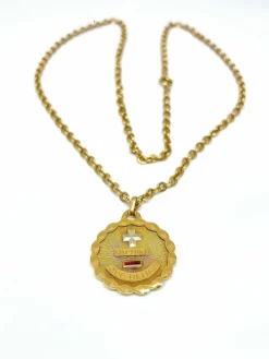 AUGIS - Chaîne et pendentif vintage en or, médaille d’amour