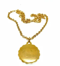 AUGIS - Chaîne et pendentif vintage en or, médaille d’amour